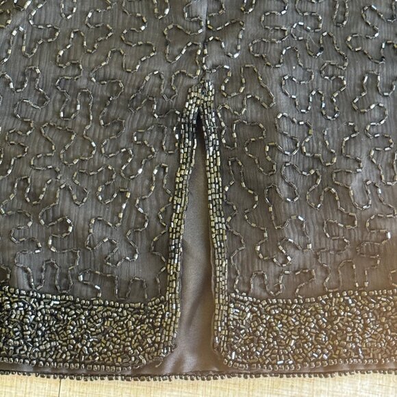 Laurence Kazar NWT Formal Dress Plus Size 2X Beaded Sequin Silk Lined Black Vtg - Picture 7 of 12